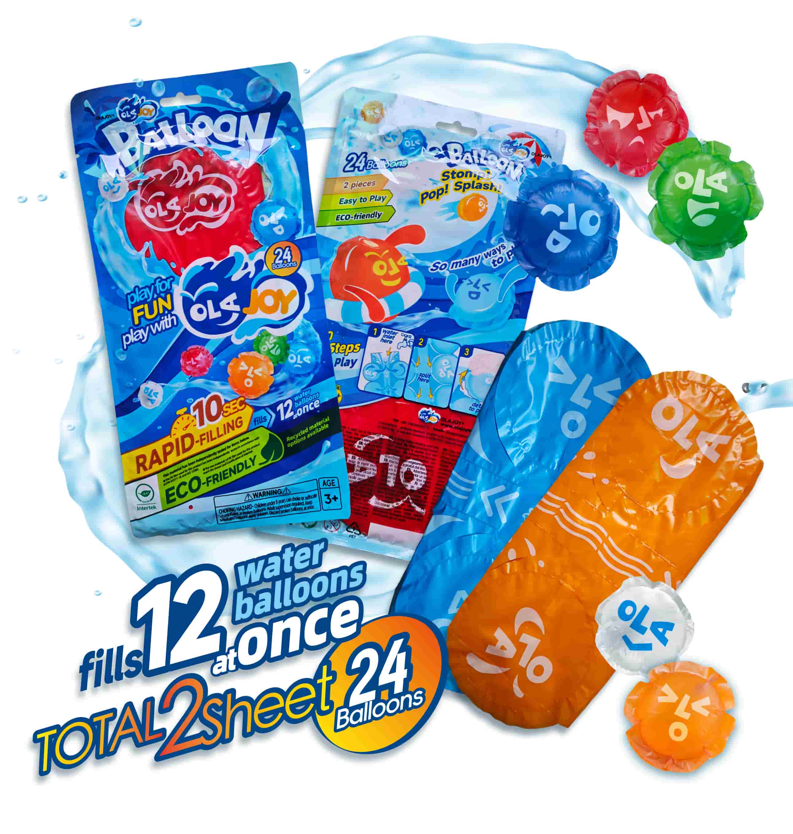 OLAJOY Water Balloons 24 Count 2 Sheet
