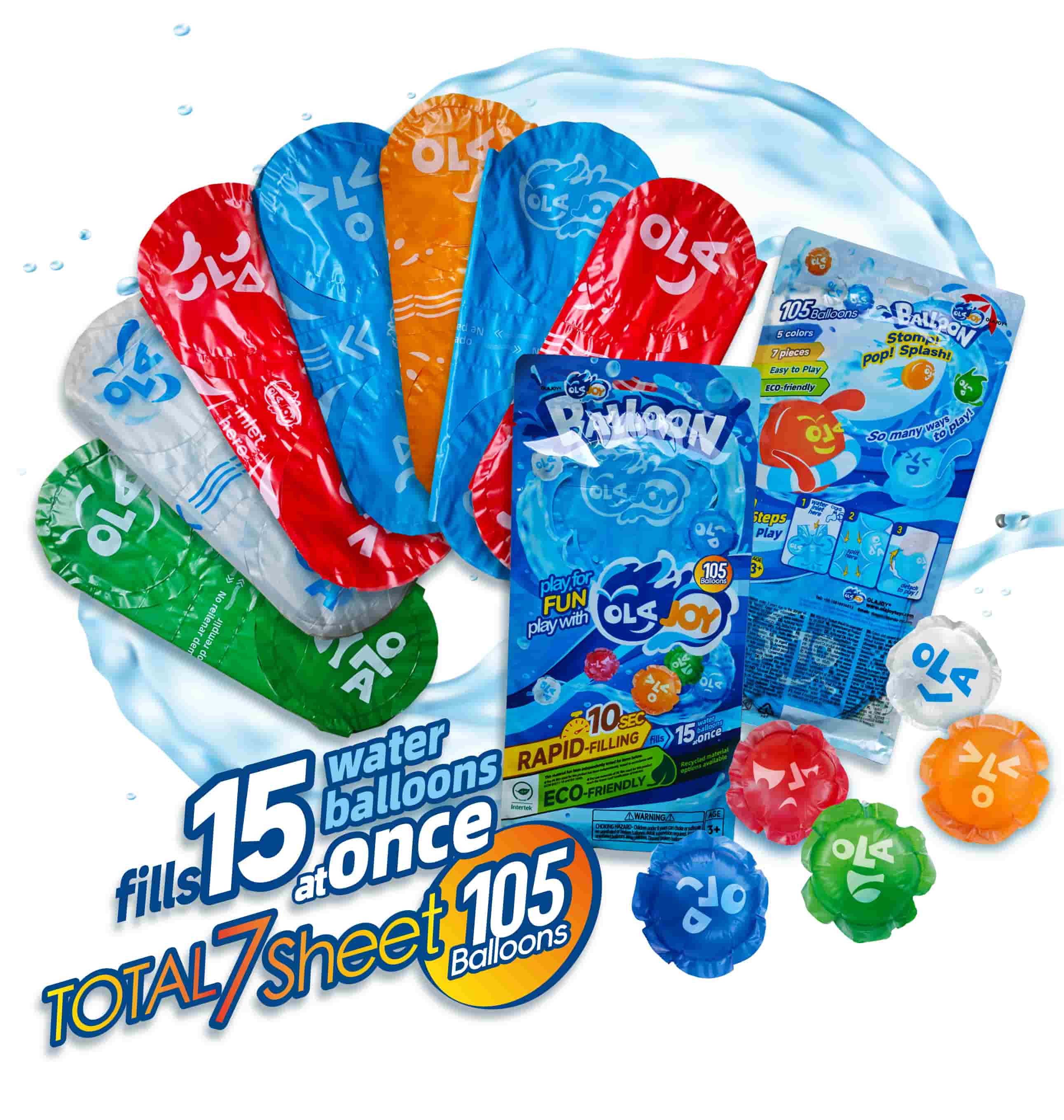 OLAJOY Water Balloons 105 Count 7 Sheet